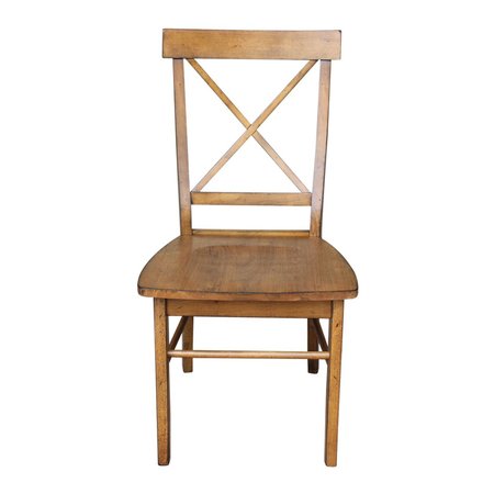 International Concepts Set of 2 X-Back Chairs with Solid Wood Seats, Pecan C59-613P